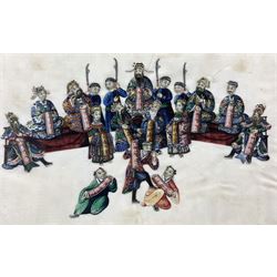 Chinese School (early 19th century): Dignitary with Entourage in Celebratory Scenes, set six gouaches on rice paper unsigned 19cm x 31cm (6)