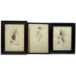 Gladys Peto (British 1890-1977): 'Good Evening' 'Good Night' and Evening Scene, set three Art Deco engravings with hand colouring 28cm x 18cm (3)