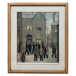 After Laurence Stephen Lowry R.A. (British 1887-1976): 'Police Street', limited edition colour lithograph blind stamped and numbered 745/580 in pencil 51cm x 41cm