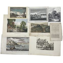 Benjamin Cole (British 1697-1783) after Edward Oakley British fl.1721-1766): 'Three proposed designs for Blackfriars Bridge', engraving pub. 1756; 'The Grand National Jubilee 1814', engraving with hand-colouring signed in pen; together with a collection of engravings including 'Burning of Charles Town 1775', 'Cocos and Traitors Islands' and various other scenes of London (approx. 20)