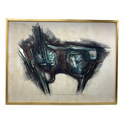 Peter Thursby (British 1930-2011): 'The Beast' Preparatory Drawing for Large Bronze Sculpture, mixed media ink and Conté on paper, signed and dated '63, 54cm x 73cm