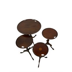 Four mahogany wine tables of various sizes 