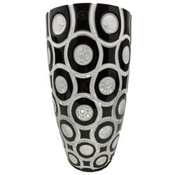 Hungarian Ajka crystal vase of tapered form, with stylised geometric decoration, H30cm