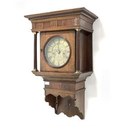 George III wall clock, circular brass dial with Roman chapter ring inscribed 'Rich Daking Halstead' in an oak and mahogany banded case, no weights or pendulum H78cm