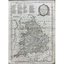 Thomas Bowen (British ?-1790): 'A New and Accurate Map of England', 18th century engraved map with references to the counties 24cm x 33cm