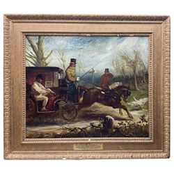Circle of John Leech (British 1817-1864): 'Where There’s a Will There’s a Way' Coaching Scene, mid-19th century oil on canvas signed 'J Leech', 62cm x 75cm
Provenance: purchased from Kensington Fine Art