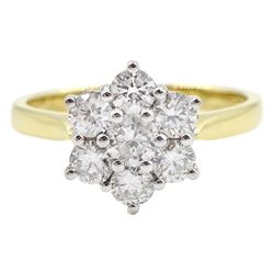 18ct gold round brilliant cut diamond ring, hallmarked, total diamond weight approx 0.75 carat