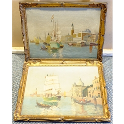 Josef Hendrickx (Belgian 1906-1971): Venetian Shipping, pair oils on canvas signed 34cm x 45cm (2)