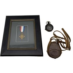 1914-15 Star to 3609 Pte J W Shaw, Manchester Regt, framed  and a WWI Verners Pattern VII officers compass by E Koehn dated 1917 in leather case inscribed 'Jabez Cliff, Walsall 1918' (2)