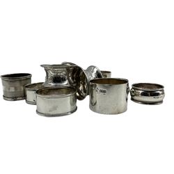 Collection of twelve silver napkin rings, various dates and makers including a pair by Sharman D Neill, Dublin 1911, approx 6.4oz