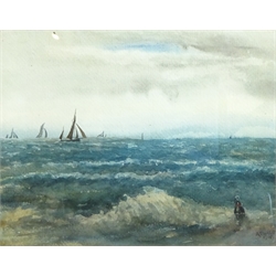 Arthur Phillips (British exh.1887-1892): 'North Sea', watercolour signed and dated 1918, 20cm x 25cm