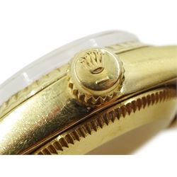 Rolex Oyster Perpetual Datejust ladies automatic 18ct gold bracelet wristwatch, circa 1966, diamond dot dial model No. 6517, serial No. 1459627