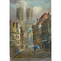 Edward Nevil (British fl.1880-1900): 'Petergate York', watercolour signed and titled 37cm x 26cm