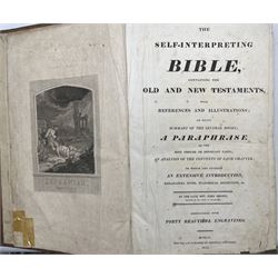 Rev. John Brown- Self interpreting bible published 1814, second edition in full tree calf with panelled spine, large folio
