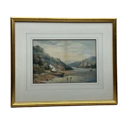 Henry Magenis (British 19th century): Lake Scene with Castle and Donkey before Lake, pair watercolours signed and dated 1885, 25cm x 36cm (2)