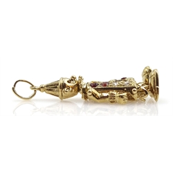 9ct gold garnet and cubic zirconia clown pendant, hallmarked