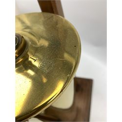 Large brass shell case converted into a gong with beater in oak floor stand H65cm