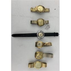 Six automatic wristwatches including Curtiss, Garrard, Timex, Baylor Day-Date and Accurist (6)