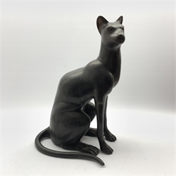 Large bronzed cast metal model of a seated cat, H61cm   