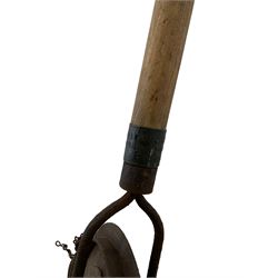 19th century wooden and metal hand-driven garden implement, possibly a seeder