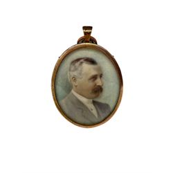 Early 20th century oval miniature head and shoulders portrait of a gentleman 6.5cm x 5.5cm