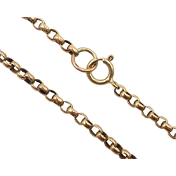 Gold belcher link necklace, stamped 9K, approx 8.9gm