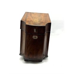 George III mahogany knife box with hinged lid, the interior converted for stationery H38cm