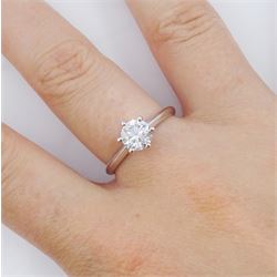 18ct white gold single stone round brilliant cut diamond ring, hallmarked, diamond 1.01 carat, with International Gemological Institute report