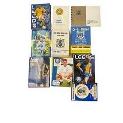 Leeds United football club - quantity of away game programmes including, Chesterfield Saturday 25th September 1943, Doncaster Rovers Saturday 10th April 1954, pre-season friendlies, various team sheets, testimonials, 1960s and later official handbooks, season tickets etc