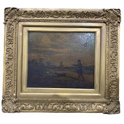 English School (18th/19th century): Two Gentlemen Hunting with Their Hounds, oil on board unsigned 25cm x 30cm
