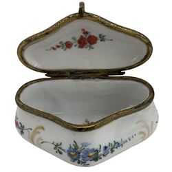Meissen style porcelain box and cover, hand painted with floral sprays, L8.5cm, Victorian banded agate whistle, together with a dolls house book in polished steel case etc (4) Provenance: From the Estate of the late Dowager Lady St Oswald