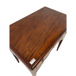 18th century mahogany low boy, the rectangular top over one long and two short drawers, raised on square tapering supports 