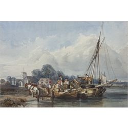 William Burgess of Dover (British 1805-1862): 'Unloading a Sail Barge', watercolour unsigned 16cm x 23cm
Provenance: with Heather Newman Gallery/Newman Fine Art