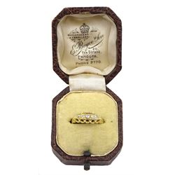 Edwardian 18ct gold five stone old cut diamond ring by Edward Durban & Co, Chester