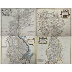 Robert Morden (British c.1650-1703): 'Nottinghamshire' 'Gloucestershire' 'Herefordshire' and 'Lincolnshire', set four '17th/18th century engraved maps three with hand-colouring pub. 'Camden's Britannia' London c1695, 36cm x 42cm (4) (unframed)