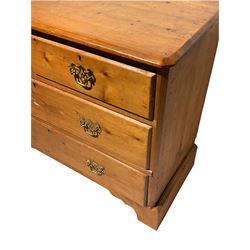 19th century pine chest, fitted with two short and two long drawers, on bracket feet