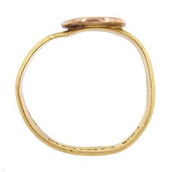 Edwardian 22ct gold ring, Birmingham 1904, with applied 9ct rose gold monogrammed plaque
