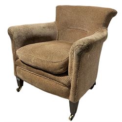 Late 19th century tub shape armchair on square tapering legs 