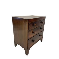 19th century mahogany chest, fitted with thee drawers