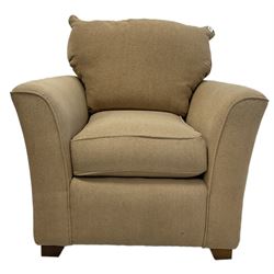 Armchair upholstered in beige fabric 