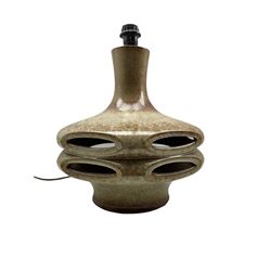 1960s West German Stein-Keramik hexagonal pottery table lamp, H39cm 