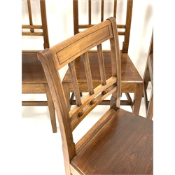 19th century set four elm dining chairs with reeded uprights and ebony stringing to top rail 
