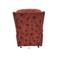 Sherborne - electric riser reclining armchair, upholstered in salmon fabric