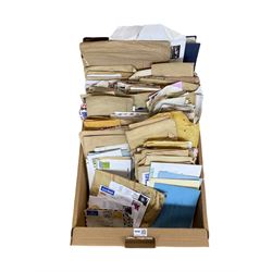Various stamps, in albums and on covers, including air mail, small number of mint Queen Elizabeth II decimal stamps, 1940s and later stamps on covers etc, in one box