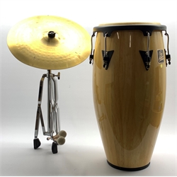  LP Aspire conga drum D31cm, an Amati Kraslice cymbal on stand D46cm and a pair of tympani mallets  