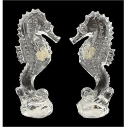 Pair of Waterford crystal seahorses H18cm in original cardboard tubes
