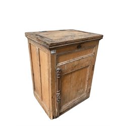 20th century pine cabinet with zinc lining, with lifting lid and cupboard door 