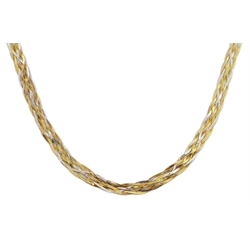  9ct yellow and white gold flattened weave necklace, hallmarked, approx 4.11gm  