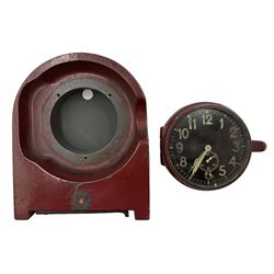 World War II Junghans Luftwaffe clock, black dial with luminous Arabic numerals, seconds dial, the inside of the case marked 'Eigentum der Luftwaffe' (Property of the Luftwaffe) FL25591 in a wooden case, diameter of dial 7cm