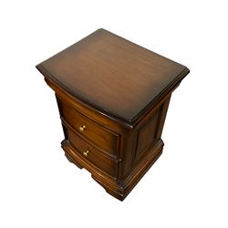 Barker & Stonehouse - pair Grosvenor mahogany bow-front bedside chests, fitted with two drawers on bracket feet